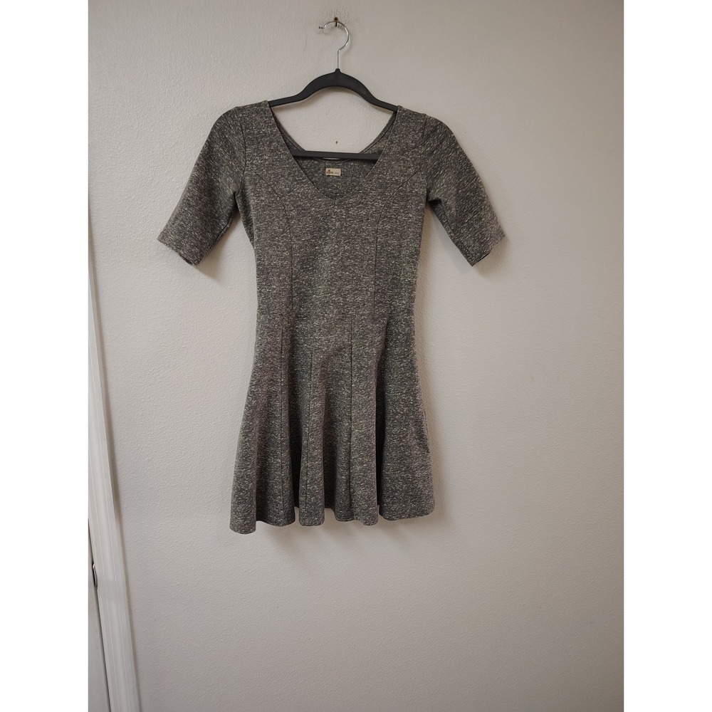 Hollister Womens‎ Gray Space Dye Marl Fit and Flare Skater Dress V-Neck Small